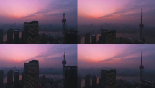 黄昏的上海天际线高清在线视频素材下载