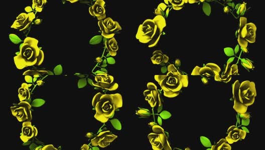 黄色玫瑰框架在黑色文本空间高清在线视频素材下载