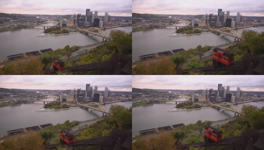 从华盛顿山的Duquesne斜坡上俯瞰匹兹堡的天际线高清在线视频素材下载
