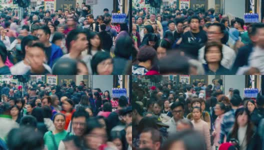 4K TIME LAPSE (4096x2160):香港人走在人行道上。(苹果PRORES 422(总部))。4 k运输高清在线视频素材下载