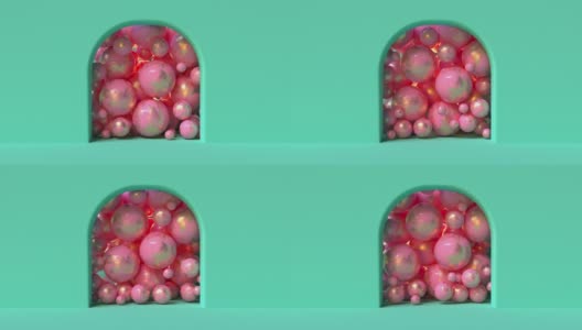 抽象几何背景多球金粉球三维渲染高清在线视频素材下载
