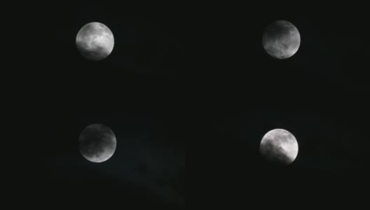 满月在漆黑的夜晚，乌云在移动，高清在线视频素材下载