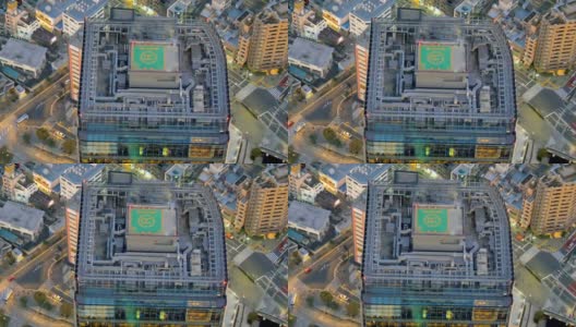日本东京，该建筑屋顶上的直升机停机坪高清在线视频素材下载