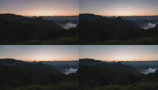 时间流逝日出雾在北部省份泰国湄洪森山高清在线视频素材下载