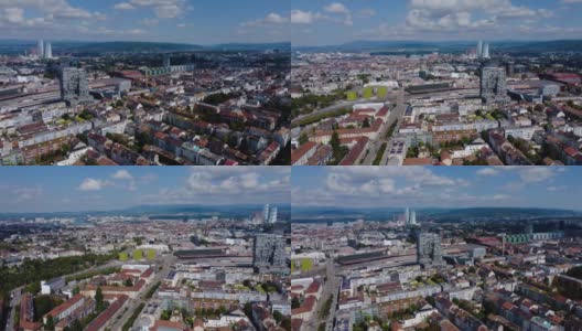 俯瞰瑞士巴塞尔市高清在线视频素材下载