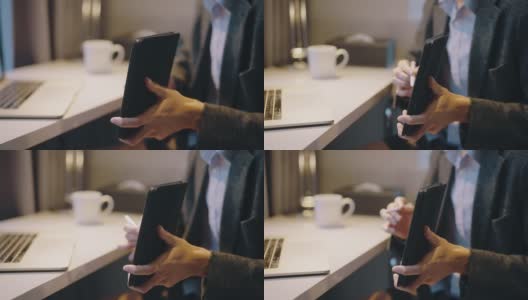 商人通过视频电话会议向经理汇报新项目。高清在线视频素材下载