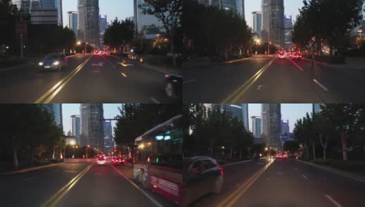 实时汽车驾驶在陆家嘴金融区，中国上海高清在线视频素材下载