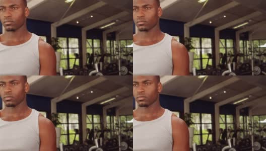 动画统计处理超过非裔美国人在健身房锻炼高清在线视频素材下载