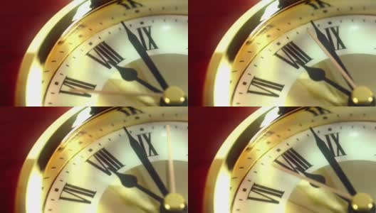 表盘上有罗马数字的时钟的特写时间。金表。时间的概念。高清在线视频素材下载