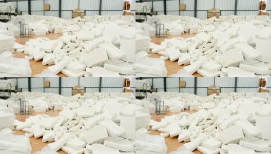 仓库里有一堆乳胶枕头高清在线视频素材下载