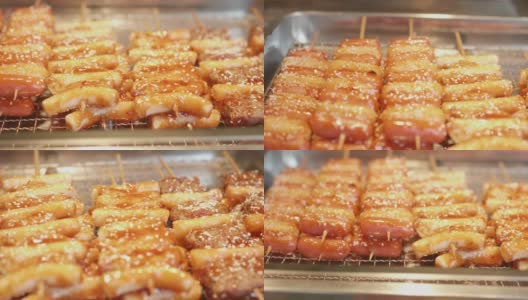 上海街头卖的香肠串高清在线视频素材下载
