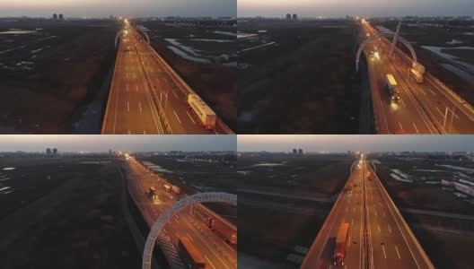 东海大桥上汽车的实时鸟瞰图高清在线视频素材下载