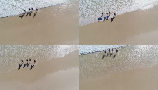 一群冲浪者进入大海高清在线视频素材下载