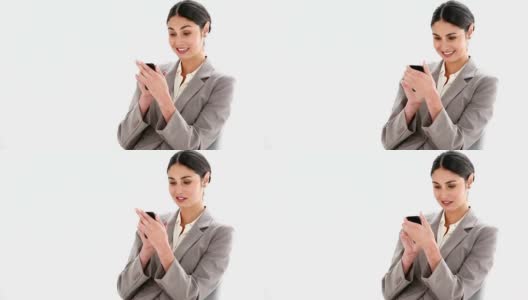 女商人发短信高清在线视频素材下载