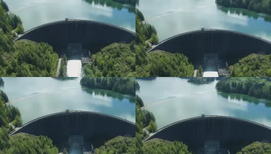 鸟瞰图倾斜角度上河到人工湖大坝水库高清在线视频素材下载