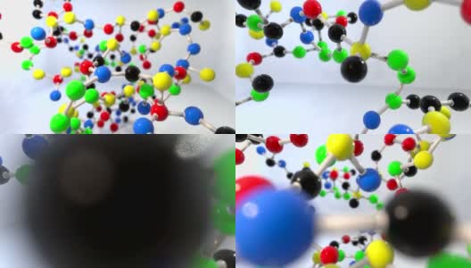 分子球和棍模型飞原子化学生物科学技术高清在线视频素材下载