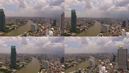 泰国曼谷市中心摩天大楼鸟瞰图高清在线视频素材下载