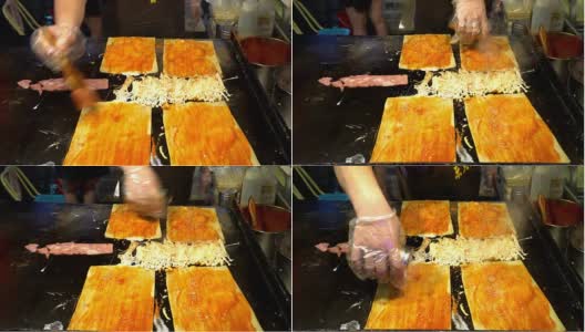 传统的烧烤小吃烹饪在中国西安高清在线视频素材下载