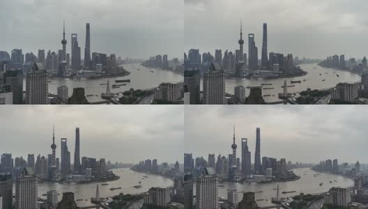 T/L WS HA PAN高角度上海市中心/上海，中国高清在线视频素材下载