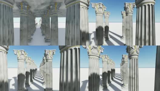 古典白色希腊风格的柱子。3D动画及渲染高清在线视频素材下载