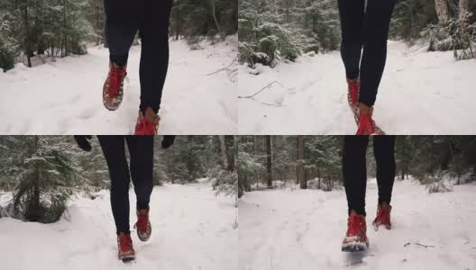 雪地里的雪地靴高清在线视频素材下载