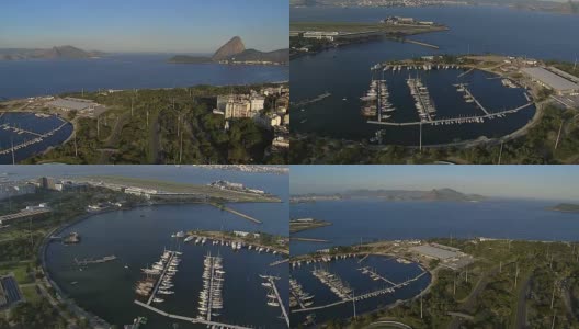 鸟瞰的里约热内卢De Janeiro和游艇码头高清在线视频素材下载