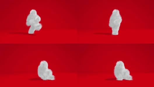 白色雪人在红色背景上跳舞高清在线视频素材下载