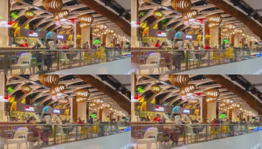 长沙市市中心著名的购物中心美食广场全景，时光推移4k中国高清在线视频素材下载