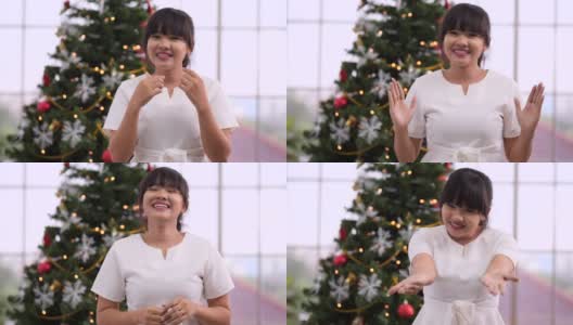 手语老师说祝大家圣诞节快乐高清在线视频素材下载