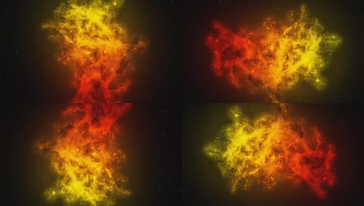 4k延时动画的星空与坠落的流星和美丽的星云在红-黄-橙色调。空间中有一个美丽的渐变星云。高清在线视频素材下载
