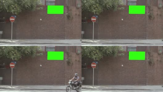 空白广告牌或广告牌与绿色屏幕的砖墙上的房子在阿根廷。高清在线视频素材下载