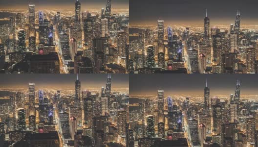 美国芝加哥/伊利诺斯州的夜景高清在线视频素材下载