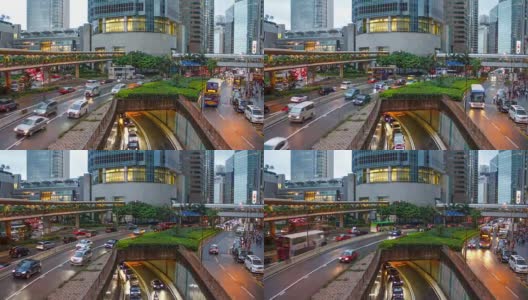 中国香港的街道上的交通时间流逝。高清在线视频素材下载