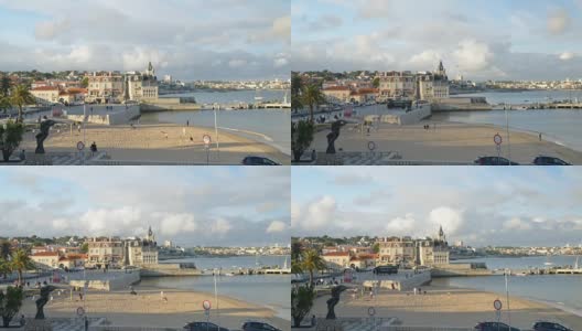时间流逝著名的Praia da Ribeira，也被称为Praia do Pescadores，意思是葡萄牙卡斯凯斯的渔民海滩高清在线视频素材下载