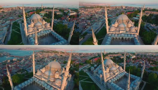 土耳其金角市伊斯坦布尔上空的神秘清真寺鸟瞰图。高清在线视频素材下载
