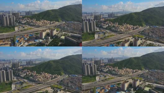 晴天珠海城市广场交通路口俯视图4k中国高清在线视频素材下载