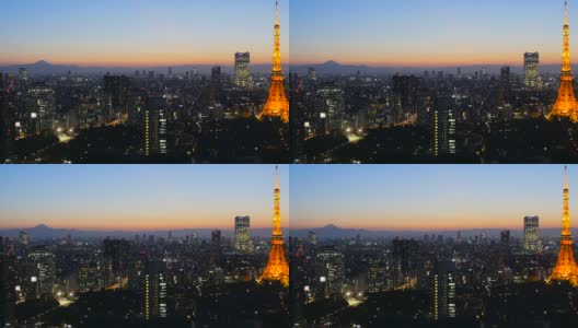 黄昏时分覆盖东京市中心的天空。高清在线视频素材下载