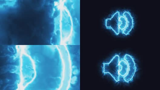 蓝色能量场或火中的声音标志动画高清在线视频素材下载