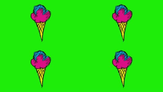 孩子们在画冰淇淋主题的绿色背景高清在线视频素材下载