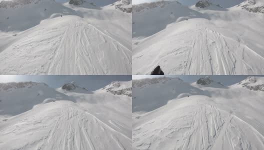 第一人称视角的背国家滑雪者上升高高山垭口高清在线视频素材下载
