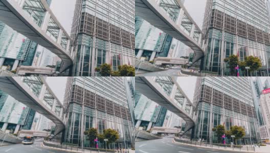 时间流逝的香港中区，交通和现代化的建筑高清在线视频素材下载