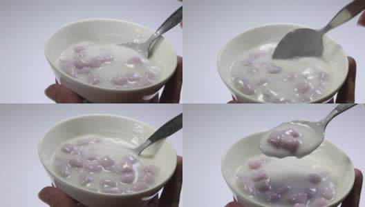 椰奶芋饺高清在线视频素材下载