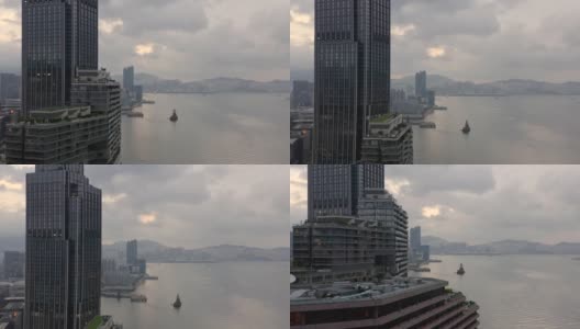 航拍香港现代摩天大楼的无人机4k镜头。香港城市的建筑物。高清在线视频素材下载