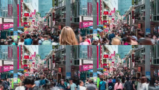 4K延时:日本东京原宿站的竹下街是著名的时尚购物街。高清在线视频素材下载