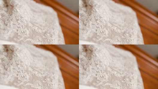 美丽的白色婚纱细节。高清在线视频素材下载