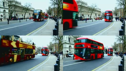 伦敦街头,公共汽车高清在线视频素材下载