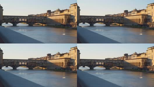佛罗伦萨著名的维奇奥桥和阿尔诺河高清在线视频素材下载
