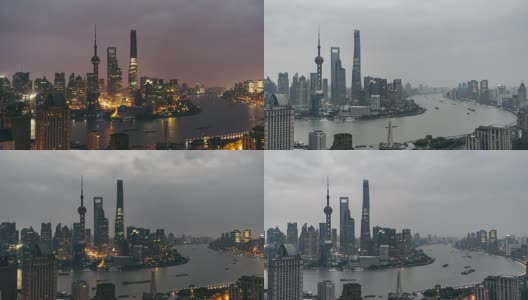 T/L WS HA PAN Shanghai Downtown, Dawn to Day / Shanghai, China高清在线视频素材下载
