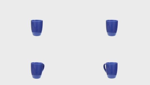 蓝色陶瓷杯旋转孤立白色高清在线视频素材下载