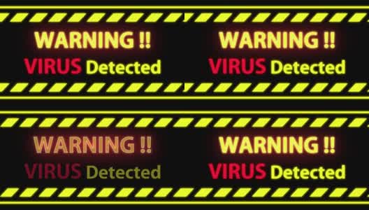 无缝循环病毒检测警告警报黑屏。高清在线视频素材下载